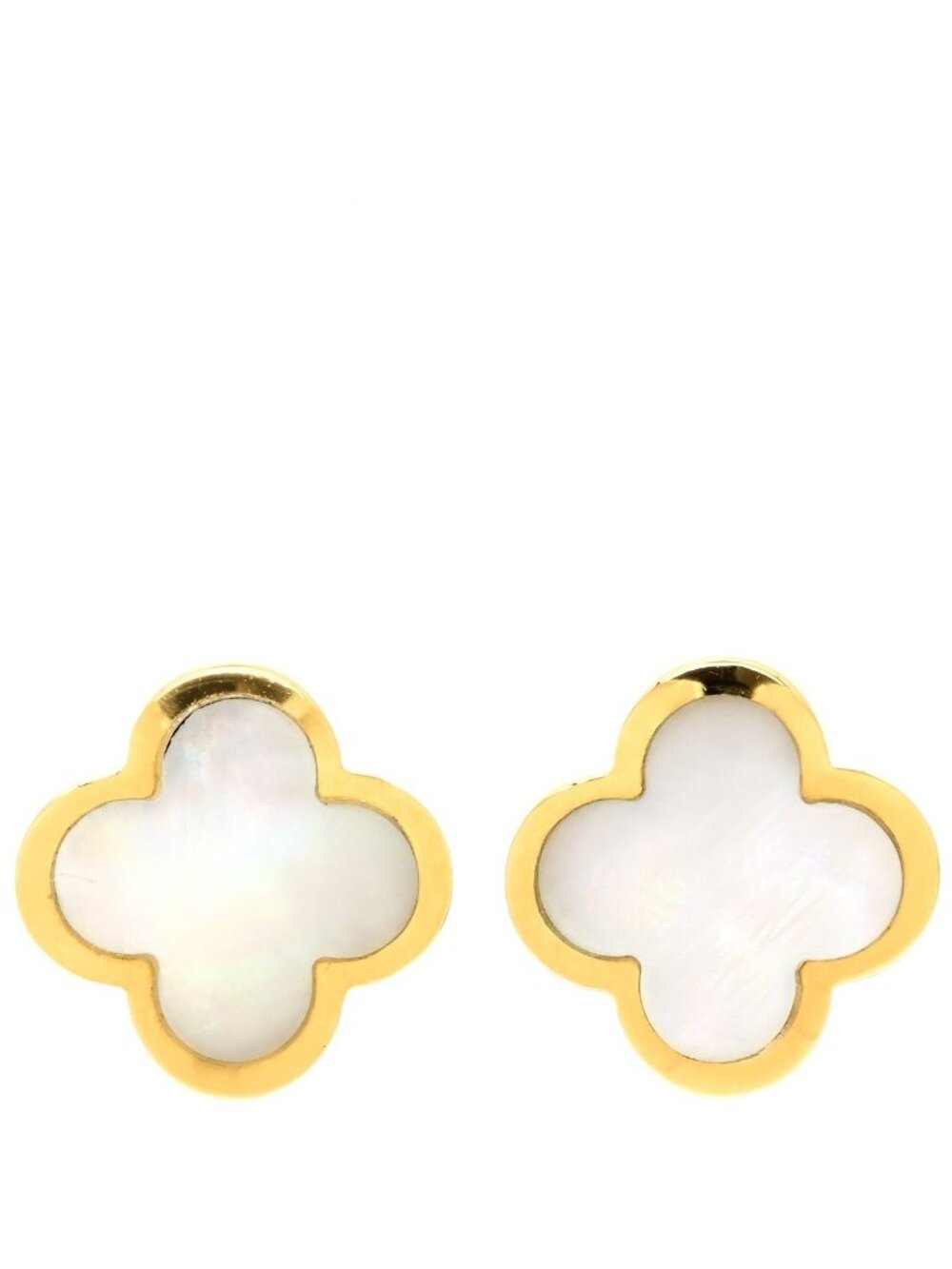 Van Cleef & Arpels Earrings Pure Alhambra Pearl White Yellow Gold 18k Shell